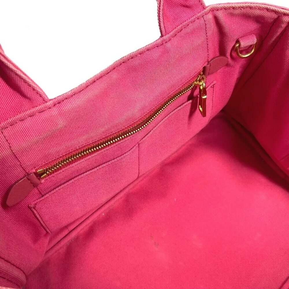PRADA Canapa logo M Bag Hand Bag Tote Bag Canvas pink - Picture 11 of 16